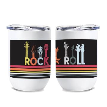 Rock And Roll Colorful Guitars Rainbow Stripes : Gift Wine Tumbler Music Wall Art Room Decor