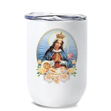 Our Lady of Altagracia Virgen de : Gift Wine Tumbler Catholic Saints Religious Saint Holy God