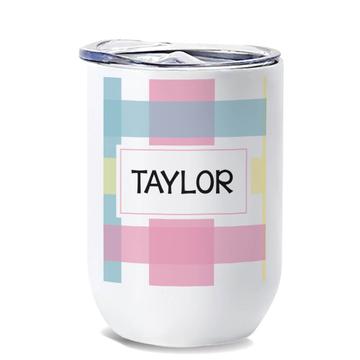 Delicate Tartan Art : Gift Wine Tumbler Custom Personalized Name Abstract Birthday For Him Her Kid