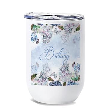 Vintage Hydrangea Custom Name : Gift Wine Tumbler Personalized Flower Decor For Her Woman Cute