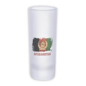 Afghanistan : Gift Frosted Shot Glass Tal Distressed Flag Vintage Afghan Expat Country