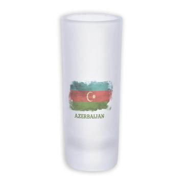 Azerbaijan : Gift Frosted Shot Glass Tal Distressed Flag Vintage Azerbaijani Expat Country