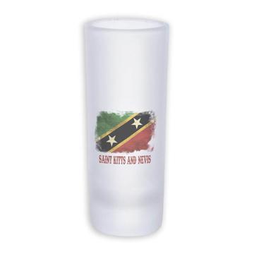 Saint Kitts and Nevis : Gift Frosted Shot Glass Tal Distressed Flag Vintage   Expat Country