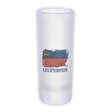 Liechtenstein : Gift Frosted Shot Glass Tal Distressed Flag Vintage Citizen Expat Country