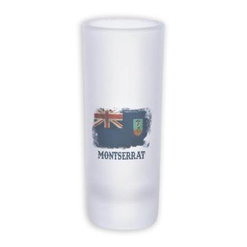 Montserrat : Gift Frosted Shot Glass Tal Distressed Flag Vintage Montserratian Expat Country