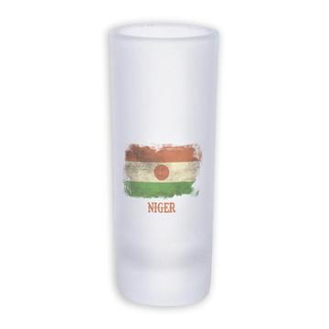 Niger : Gift Frosted Shot Glass Tal Distressed Flag Vintage   Expat Country