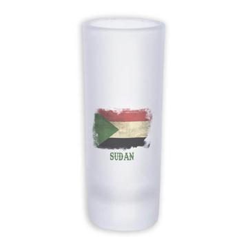 Sudan : Gift Frosted Shot Glass Tal Distressed Flag Vintage Sudanese Expat Country