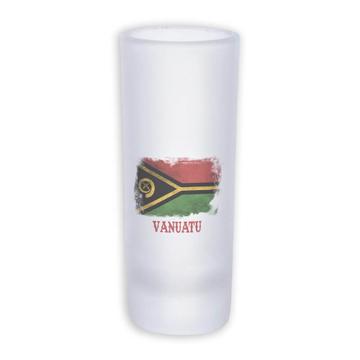 Vanuatu : Gift Frosted Shot Glass Tal Distressed Flag Vintage   Expat Country