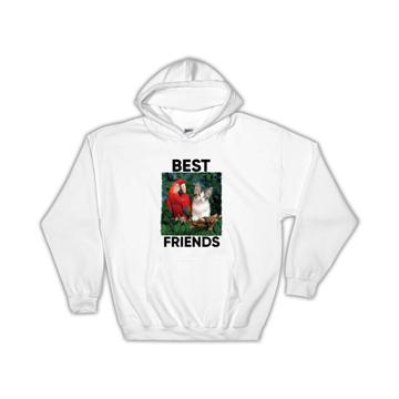 Macaw And Cat Best Friends : Gift Hoodie Parrot Bird Animal Cute