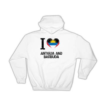 I Love Antigua and Barbuda : Gift Hoodie Heart Flag Country Crest Citizen of Expat