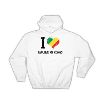I Love Republic of Congo : Gift Hoodie Heart Flag Country Crest Expat