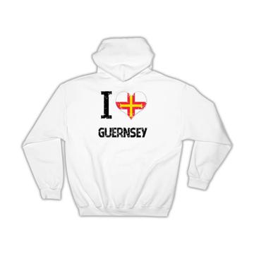 I Love Guernsey : Gift Hoodie Heart Flag Country Crest Expat
