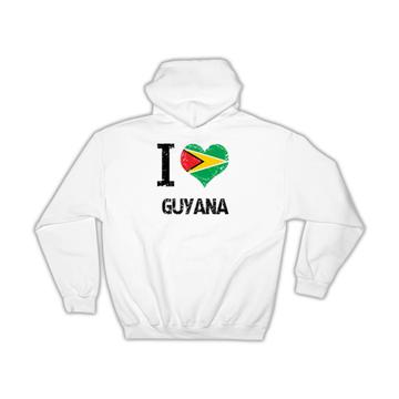 I Love Guyana : Gift Hoodie Heart Flag Country Crest Guyanese Expat