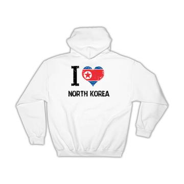 I Love North Korea : Gift Hoodie Heart Flag Country Crest North Korean Expat Made in USA