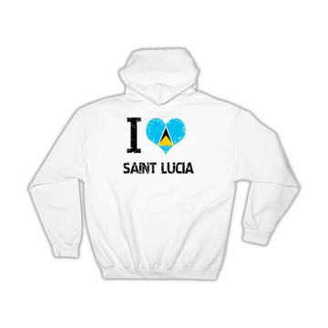 I Love Saint Lucia : Gift Hoodie Heart Flag Country Crest Expat