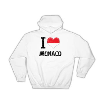 I Love Monaco : Gift Hoodie Heart Flag Country Crest Monegasque Expat