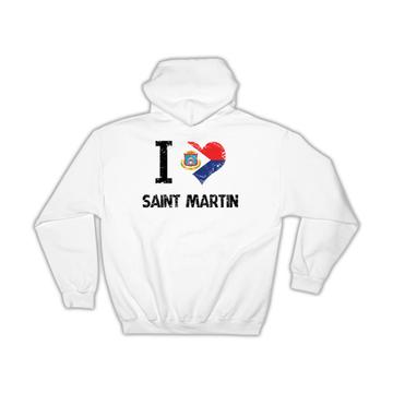 I Love Saint Martin : Gift Hoodie Heart Flag Country Crest Expat