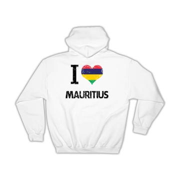 I Love Mauritius : Gift Hoodie Heart Flag Country Crest Mauritian Expat