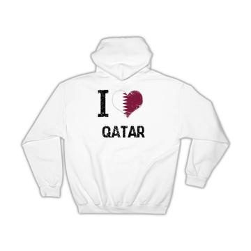 I Love Qatar : Gift Hoodie Heart Flag Country Crest Qatari Expat