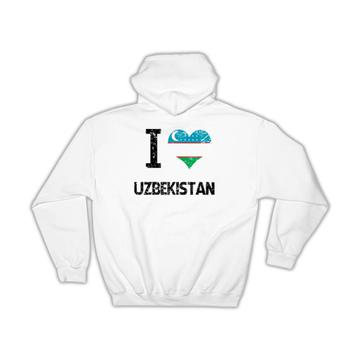 I Love Uzbekistan : Gift Hoodie Heart Flag Country Crest Uzbek Expat