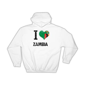 I Love Zambia : Gift Hoodie Heart Flag Country Crest Zambian Expat