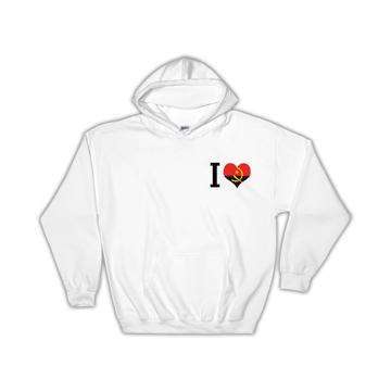 I Love Angola : Gift Hoodie Flag Heart Crest Country Angolan Expat