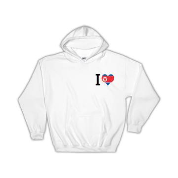 I Love North Korea : Gift Hoodie Flag Heart Crest Country North Korean Expat Made in USA