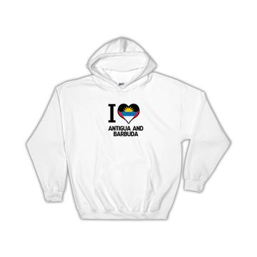 I Love Antigua and Barbuda : Gift Hoodie Flag Heart Country Crest Citizen of Expat