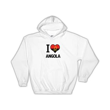 I Love Angola : Gift Hoodie Flag Heart Country Crest Angolan Expat