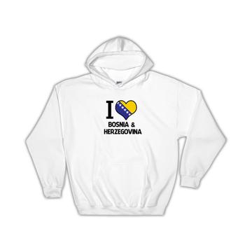 I Love Bosnia and Herzegovina : Gift Hoodie Flag Heart Country Crest Expat