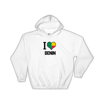 I Love Benin : Gift Hoodie Flag Heart Country Crest Beninese Expat