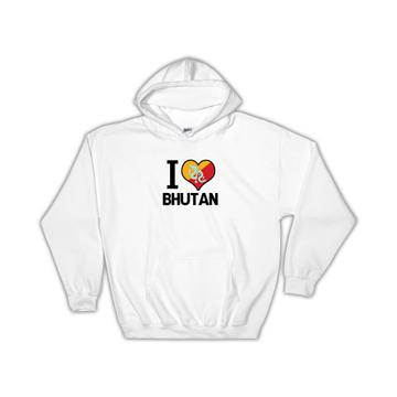 I Love Bhutan : Gift Hoodie Flag Heart Country Crest Bhutanese Expat