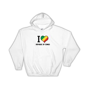 I Love Republic of Congo : Gift Hoodie Flag Heart Country Crest Expat