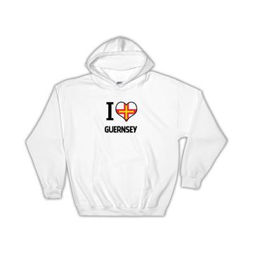 I Love Guernsey : Gift Hoodie Flag Heart Country Crest Expat