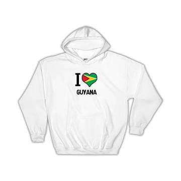 I Love Guyana : Gift Hoodie Flag Heart Country Crest Guyanese Expat