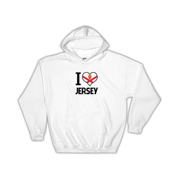 I Love Jersey : Gift Hoodie Flag Heart Country Crest Expat