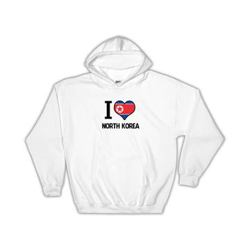 I Love North Korea : Gift Hoodie Flag Heart Country Crest North Korean Expat Made in USA