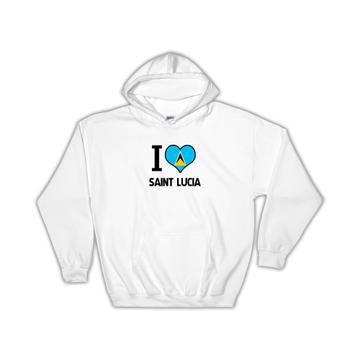 I Love Saint Lucia : Gift Hoodie Flag Heart Country Crest Expat