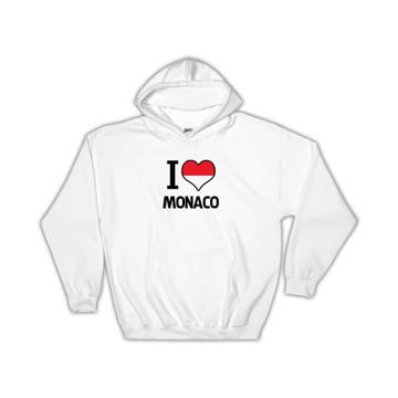 I Love Monaco : Gift Hoodie Flag Heart Country Crest Monegasque Expat