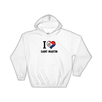 I Love Saint Martin : Gift Hoodie Flag Heart Country Crest Expat