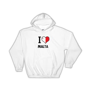 I Love Malta : Gift Hoodie Flag Heart Country Crest Maltese Expat