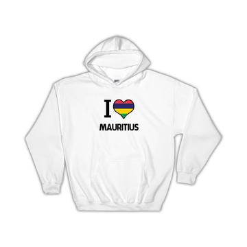 I Love Mauritius : Gift Hoodie Flag Heart Country Crest Mauritian Expat