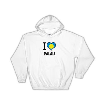 I Love Palau : Gift Hoodie Flag Heart Country Crest Palauan Expat