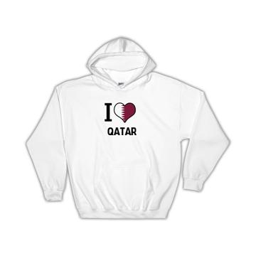 I Love Qatar : Gift Hoodie Flag Heart Country Crest Qatari Expat