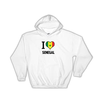 I Love Senegal : Gift Hoodie Flag Heart Country Crest Senegalese Expat