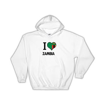 I Love Zambia : Gift Hoodie Flag Heart Country Crest Zambian Expat
