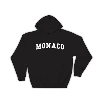 Monaco : Gift Hoodie Flag College Script Calligraphy Country Monegasque Expat