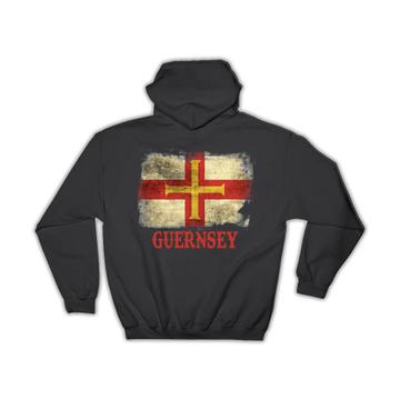 Guernsey Flag Distressed : Gift Hoodie For European Country Pride Souvenir National Europe