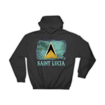 Saint Lucia Flag : Gift Hoodie Distressed North American Country Pride Souvenir National Vintage