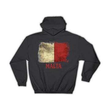 Malta Maltese Flag : Gift Hoodie Distressed Europe European Country Souvenir National Vintage